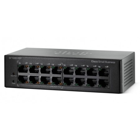 Коммутатор Cisco SF110D-16HP 16-Port 10/100 PoE Desktop Switch