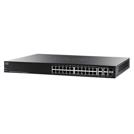 Коммутатор Cisco SF300-24PP 24-port 10/100 PoE+ Managed Switch w/Gig Uplinks