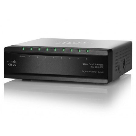 Коммутатор Cisco SG200-08P 8-port Gigabit PoE Smart Switch