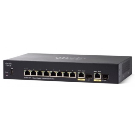 Коммутатор управляемый Cisco SG350-10P 10-port Gigabit POE Managed Switch